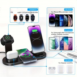 15W Fast Charging Station, Folding Wireless Charger Stand For Samsung For IPhone 14,13,12,11/Pro/Max/Mini/Plus, X, XR, XS/Max, SE, 8/Plus, For Apple Watch 1-8, Airpods 3/2/Pro