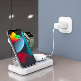 Wireless Charger Stand, 4 In 1 Wireless Charging Station For IPhone/14/13/12/11Pro Samsung Galaxy S22/S21 Series Phone Fast Charger Station For iWatch 8/7/6/5/4/3/2 AirPods 3/2/Pro