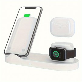 3-in-1 15W Fast Charging Charger For Mobile Phones. Desktop Stand. Wireless Charger For Watch, Earphone, Mobile Phone.