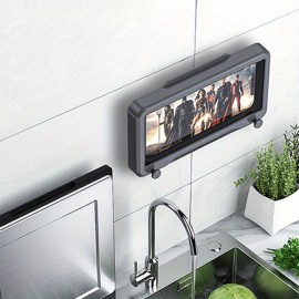 Shower Mobile Phone Holder Waterproof Wall Mounted With Hook Up, Waterproof Touchable Case Wall Mounted Bath Bathroom Phone Shelves Storage Box For Bathtub Kitchen Toilet